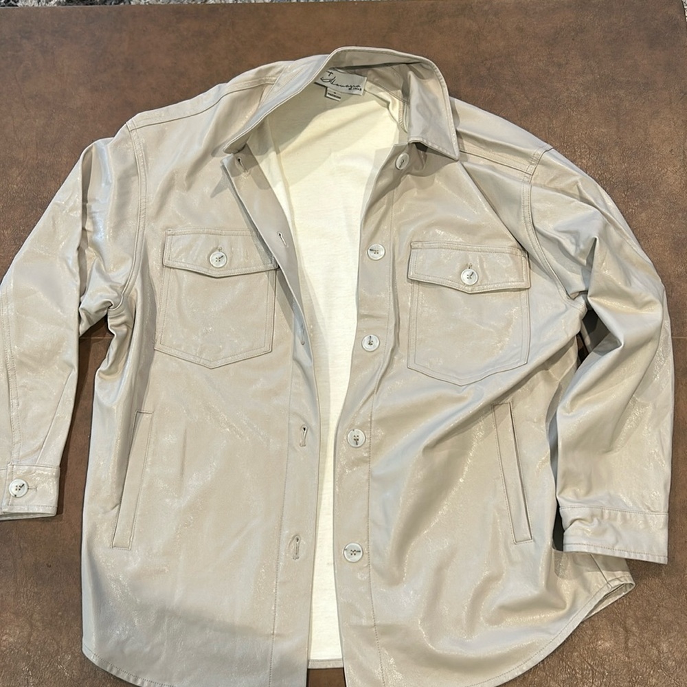 Faux cream leather jacket from vintage Havana